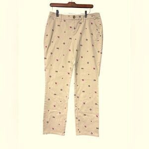Tommy Hilfiger Women's Beige Logo Print Chino Pants